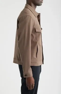 Theory Theory River Trucker in Neoteric Twill Jacket in Morel — Men Autumn grey Outerwear