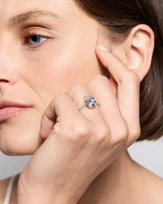 Quince Quince | Women's Lab Grown Diamond Oval Pave Cathedral Engagement Ring 3ct in White Gold — Women Summer yellow Accessories