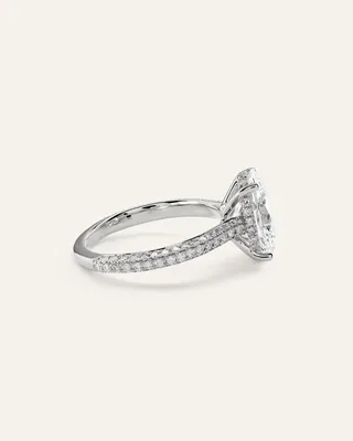 Quince Quince | Women's Lab Grown Diamond Oval Pave Cathedral Engagement Ring 3ct in White Gold — Women Summer yellow Accessories