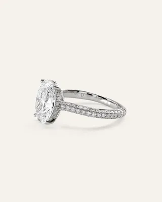 Quince Quince | Women's Lab Grown Diamond Oval Pave Cathedral Engagement Ring 3ct in White Gold — Women Summer yellow Accessories