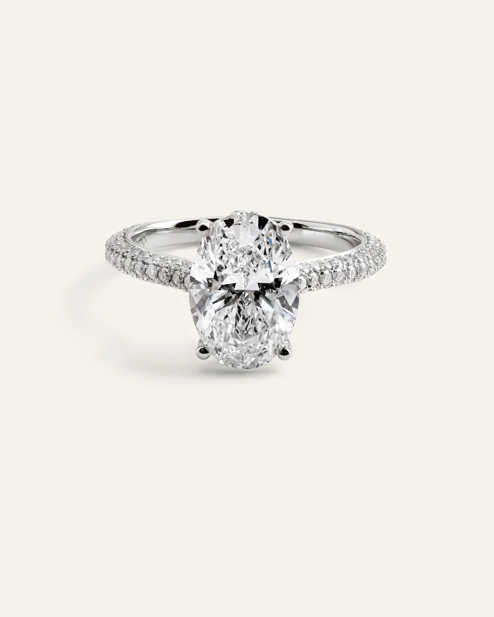 Quince Quince | Women's Lab Grown Diamond Oval Pave Cathedral Engagement Ring 3ct in White Gold — Women Summer yellow Accessories