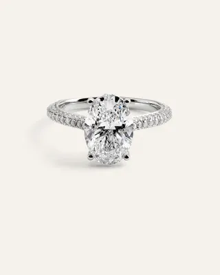 Quince Quince | Women's Lab Grown Diamond Oval Pave Cathedral Engagement Ring 3ct in White Gold — Women Summer yellow Accessories