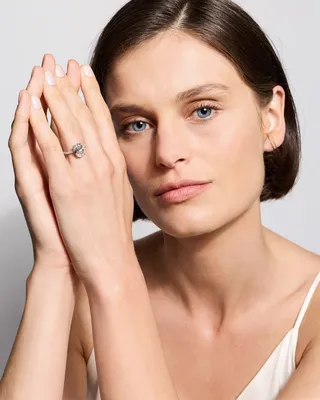 Quince Quince | Women's Lab Grown Diamond Oval Pave Cathedral Engagement Ring 3ct in White Gold — Women Summer yellow Accessories
