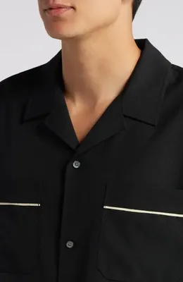 FRAME FRAME Long Sleeve Camp Shirt in Black — Men Winter black Tops