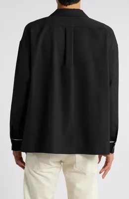 FRAME FRAME Long Sleeve Camp Shirt in Black — Men Winter black Tops