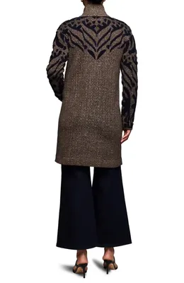 NIC+ZOE NIC+ZOE Tufted Detail Double Knit Coat in Brown Multi — Women Autumn grey Outerwear