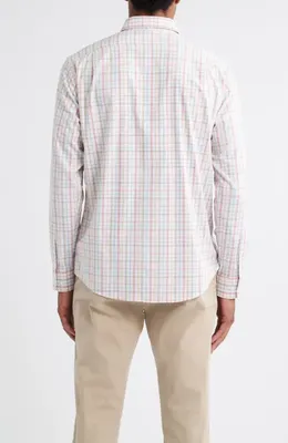 johnnie-O johnnie-O Maarten Plaid Performance Button-Up Shirt in Cinnamon — Men Spring white Tops