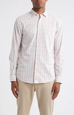 johnnie-O johnnie-O Maarten Plaid Performance Button-Up Shirt in Cinnamon — Men Spring white Tops