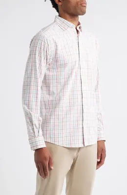johnnie-O johnnie-O Maarten Plaid Performance Button-Up Shirt in Cinnamon — Men Spring white Tops