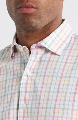 johnnie-O johnnie-O Maarten Plaid Performance Button-Up Shirt in Cinnamon — Men Spring white Tops