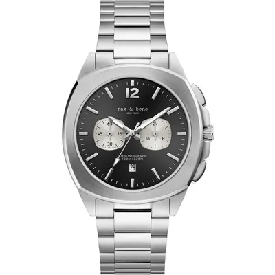 rag & bone rag & bone Bleeker Chronograph Bracelet Watch in Silver — Men Winter silver Accessories