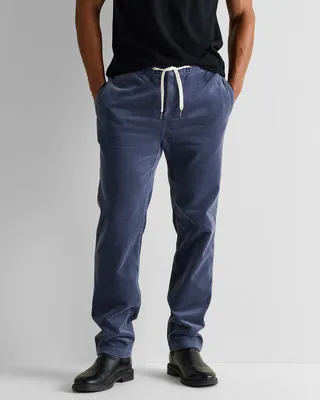 Quince Quince | Men's Organic Stretch Corduroy Drawstring Trousers in Storm Blue — Men Summer purple Trousers & Chinos
