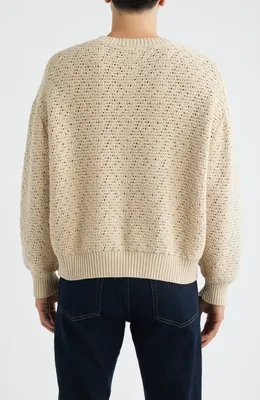 FRAME FRAME Open Stitch Cotton Sweater in Light Stone — Men Spring ivory Tops