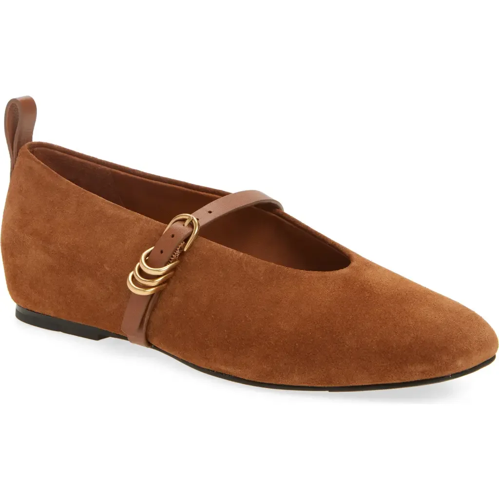 rag & bone rag & bone Spire Mary Jane Flat in Umber Suede — Women Autumn brown Shoes