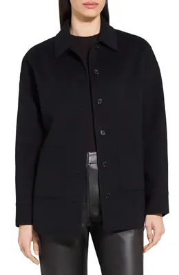 Theory Theory Wool & Cashmere Shirt Jacket in Black — Women Winter black Outerwear