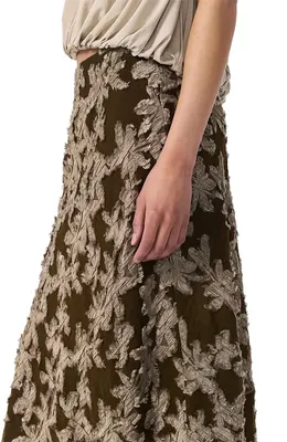rag & bone rag & bone Wren Print Maxi A-Line Skirt in Olive — Women Autumn brown Skirts