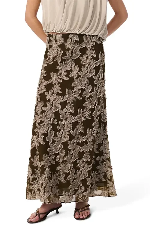 rag & bone rag & bone Wren Print Maxi A-Line Skirt in Olive — Women Autumn brown Skirts