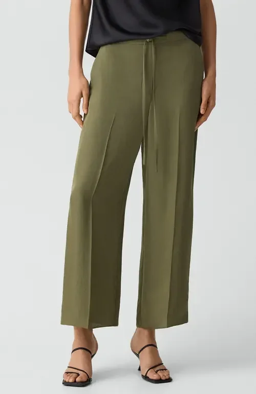 Theory Theory Wide Leg Crop Pants in Forest Moss — Women Autumn green Pants