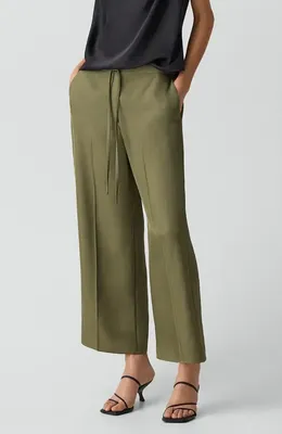 Theory Theory Wide Leg Crop Pants in Forest Moss — Women Autumn green Pants