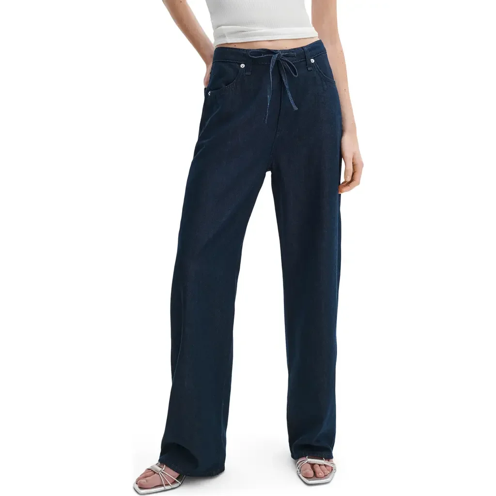 rag & bone rag & bone Featherweight Phoebe Drawstring Wide Leg Jeans in Dusk Rinse — Women Winter navy Pants