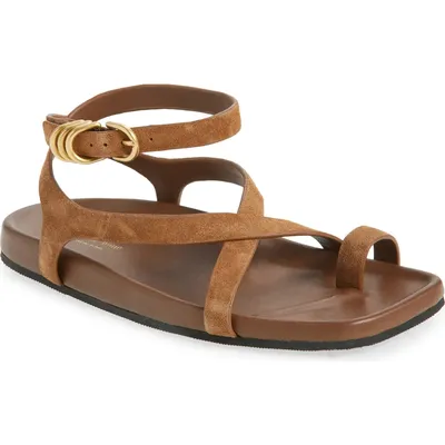 rag & bone rag & bone Rue Ankle Strap Sandal in Umber Suede — Women Autumn brown Shoes