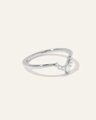 Quince Quince | Women's 14K Gold Natural Diamond Pointed Tiara Band Rings in White Gold — Women Summer white Jewelry