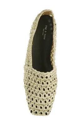 rag & bone rag & bone Emma Woven Flat in Gold Mesh — Women Autumn gold Shoes