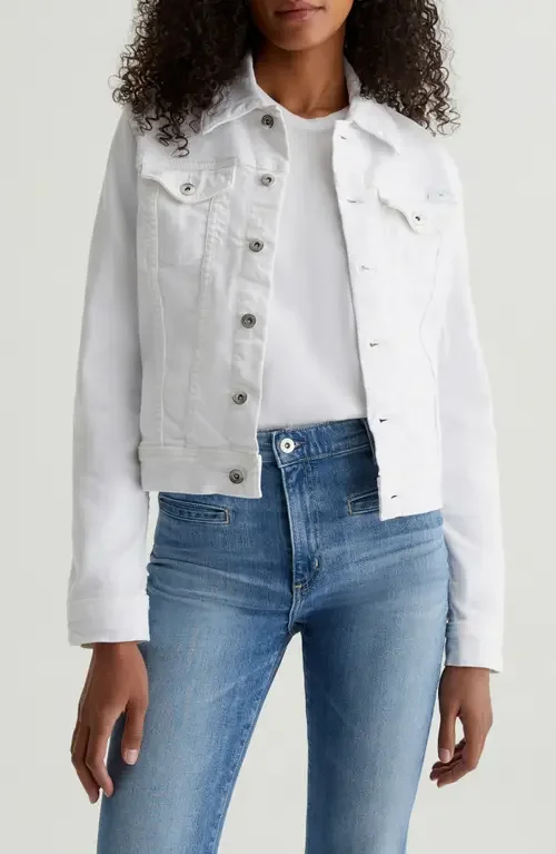 AG AG Robyn Denim Trucker Jacket in White — Women Winter white Outerwear