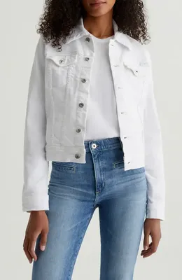 AG AG Robyn Denim Trucker Jacket in White — Women Winter white Outerwear