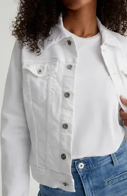 AG AG Robyn Denim Trucker Jacket in White — Women Winter white Outerwear