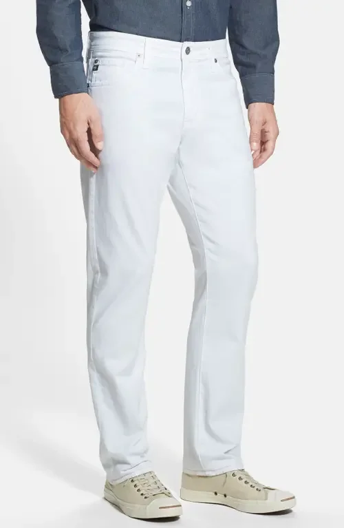 AG AG Graduate SUD Straight Leg Pants in Wht White — Men Winter white Pants