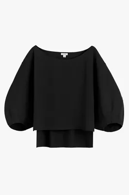 Cuyana Linen Boatneck Top - Honey / in black — Winter black Tops