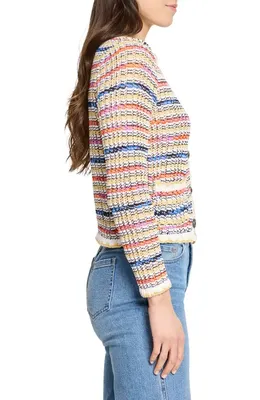 NIC+ZOE NIC+ZOE Coastal Knit Cardigan in Neutral Multi — Women Spring ivory Tops