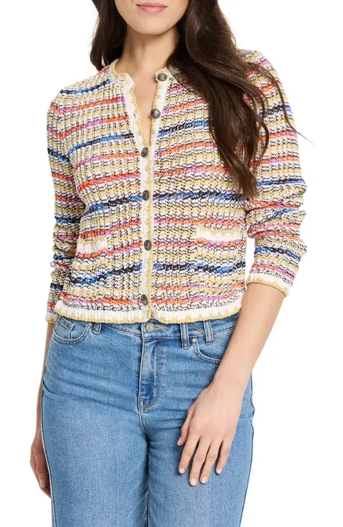 NIC+ZOE NIC+ZOE Coastal Knit Cardigan in Neutral Multi — Women Spring ivory Tops