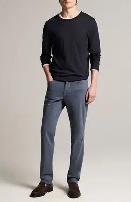 Vince Vince Fine Slub Layered Look Long Sleeve Pima Cotton T-Shirt in Coastal/Smock White — Men Winter navy Tops