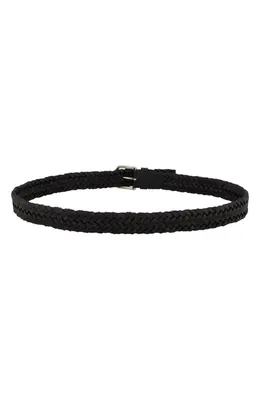 Vince Vince Alex Woven Leather Belt in Black — Men Winter black Belts
