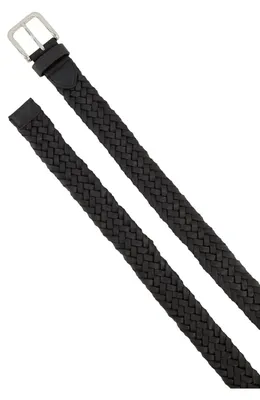 Vince Vince Alex Woven Leather Belt in Black — Men Winter black Belts