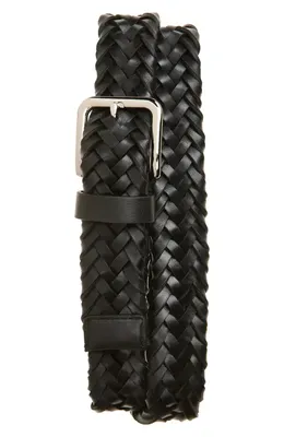 Vince Vince Alex Woven Leather Belt in Black — Men Winter black Belts
