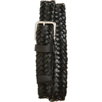 Vince Vince Alex Woven Leather Belt in Black — Men Winter black Belts