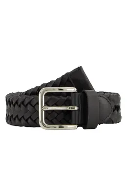 Vince Vince Alex Woven Leather Belt in Black — Men Winter black Belts