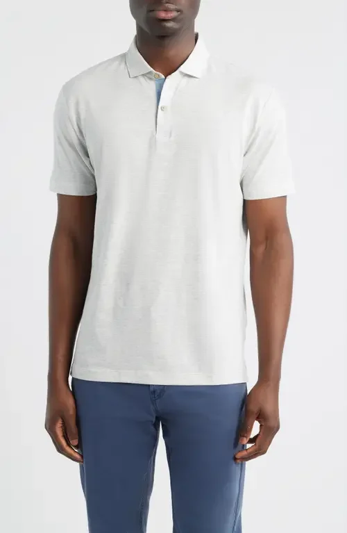 johnnie-O johnnie-O Thatcher Stripe Cotton Blend Polo in Light Gray — Men Winter white Tops