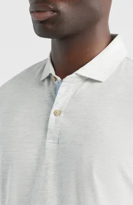 johnnie-O johnnie-O Thatcher Stripe Cotton Blend Polo in Light Gray — Men Winter white Tops