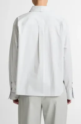 Vince Vince Crop Cotton Shirt in Light Grey — Women Winter white Tops