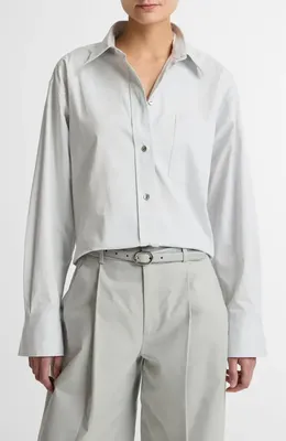 Vince Vince Crop Cotton Shirt in Light Grey — Women Winter white Tops