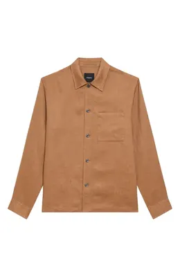 Theory Theory Irving Boxy Linen Button-Up Shirt in Deep Tobacco — Men Autumn brown Tops