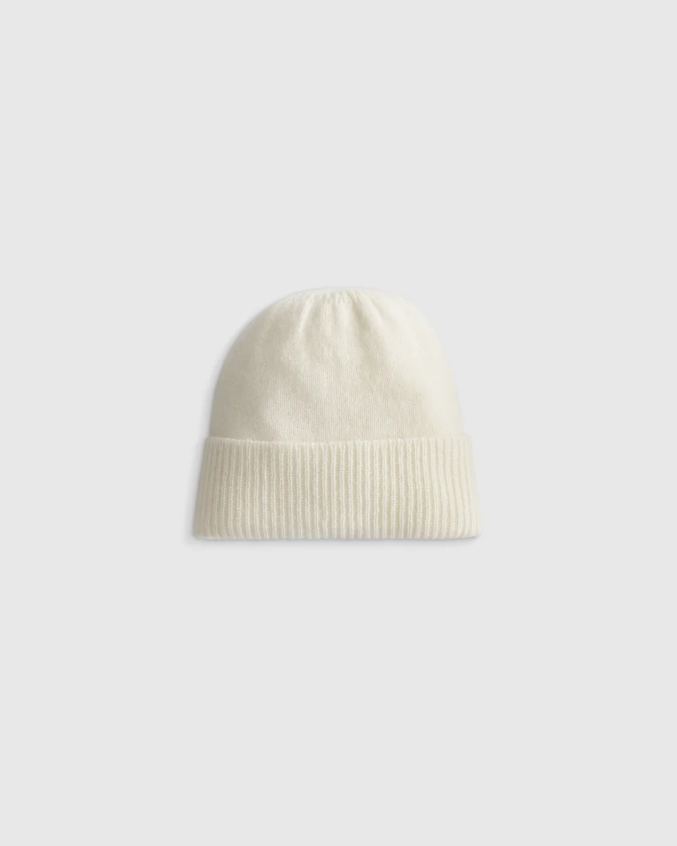 Quince Quince | Washable Cashmere Beanie in Ivory — Unisex Winter ivory Hats & Headwear
