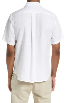 Vince Vince Classic Fit Short Sleeve Linen Shirt in Optic White — Men Winter white Tops