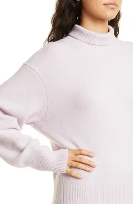Vince Vince Wool Blend Turtleneck Sweater in Pale Rose — Women Spring white Sweaters & Knits