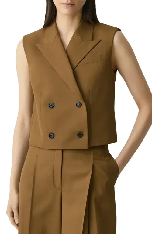 Theory Theory Double Breasted Crop Vest in Dark Bronze — Women Spring brown Vests