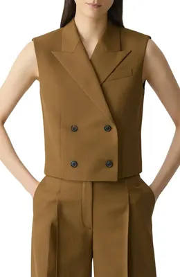 Theory Theory Double Breasted Crop Vest in Dark Bronze — Women Spring brown Vests